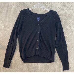 GAP Black V-Neck Button-Up Cardigan Sz medium